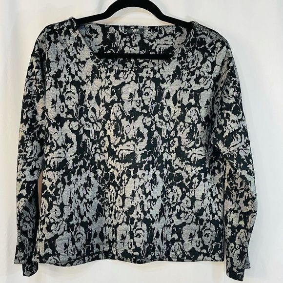 Siva Seventy Deluxe gray and black long sleeve top - Picture 2 of 12